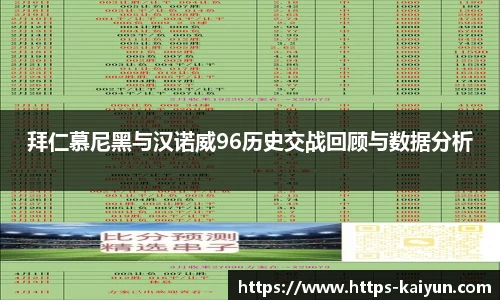拜仁慕尼黑与汉诺威96历史交战回顾与数据分析